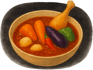 水彩風のスープカレーのイラスト